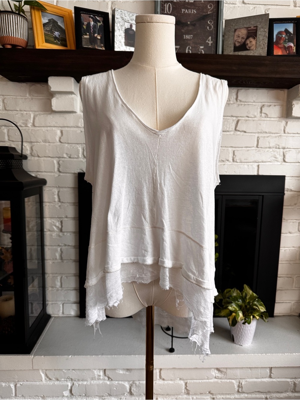 Free People Peachy Distressed Tank Top Size Small